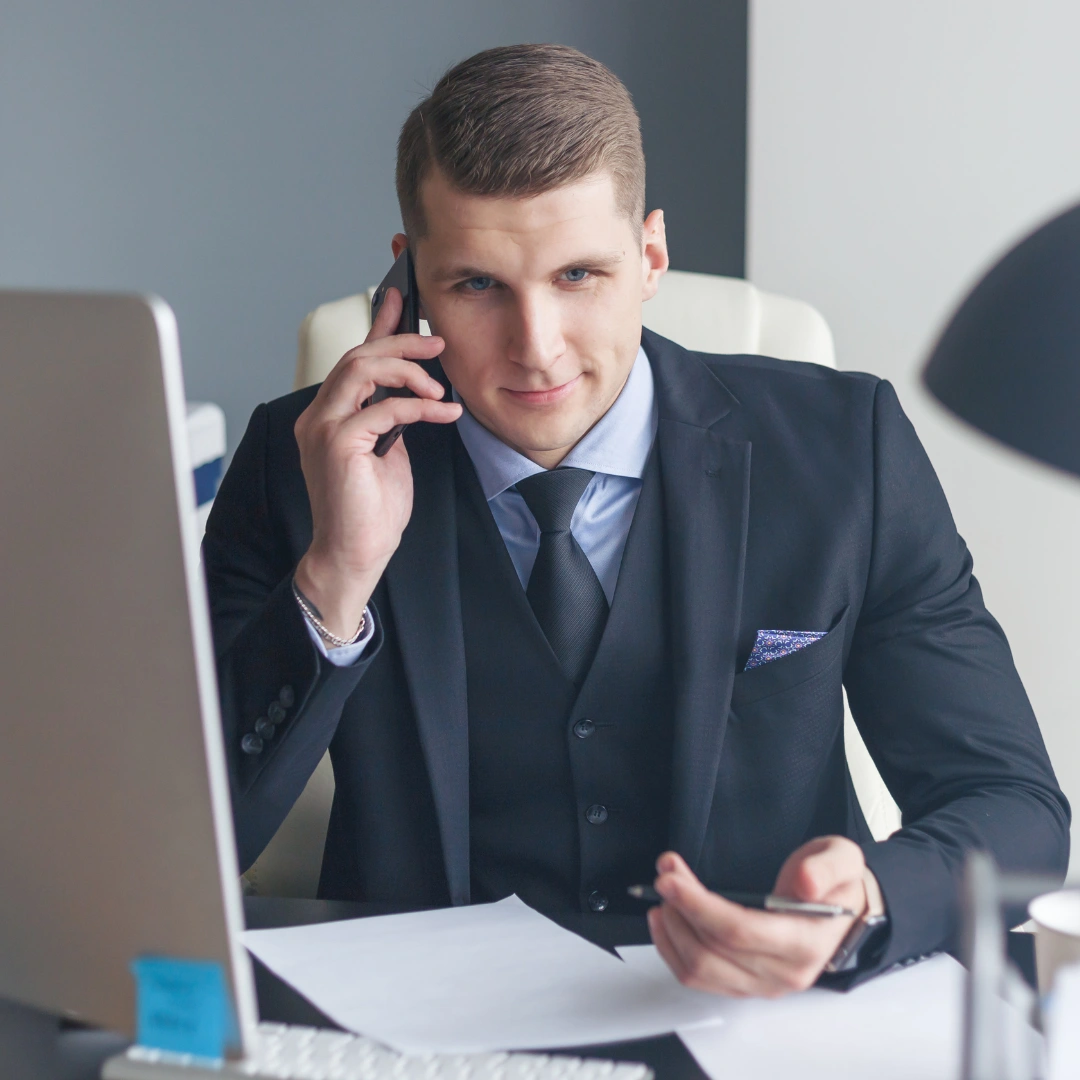 A man making a real estate call.