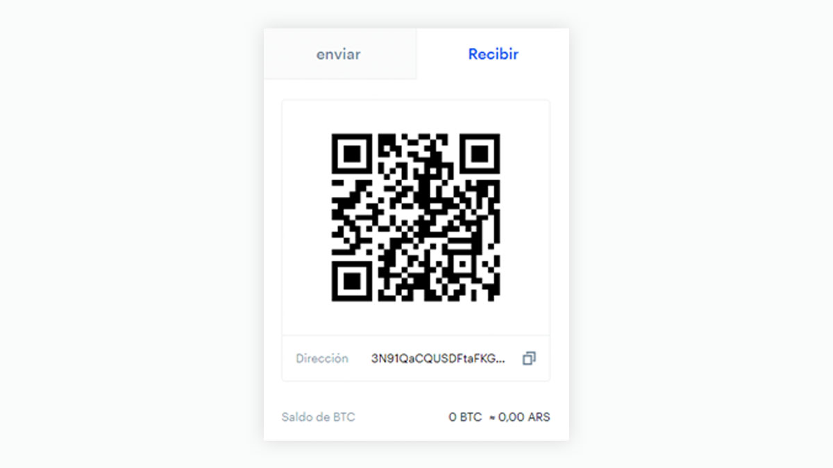 Virtual wallet address with QR code