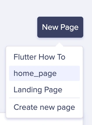 Select "home_page" to create a new page with that page type