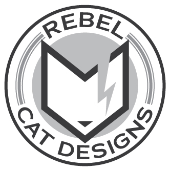 Rebel Cat Designs emblem logo grayscale