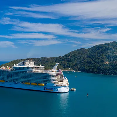 Cruise ship at sea.