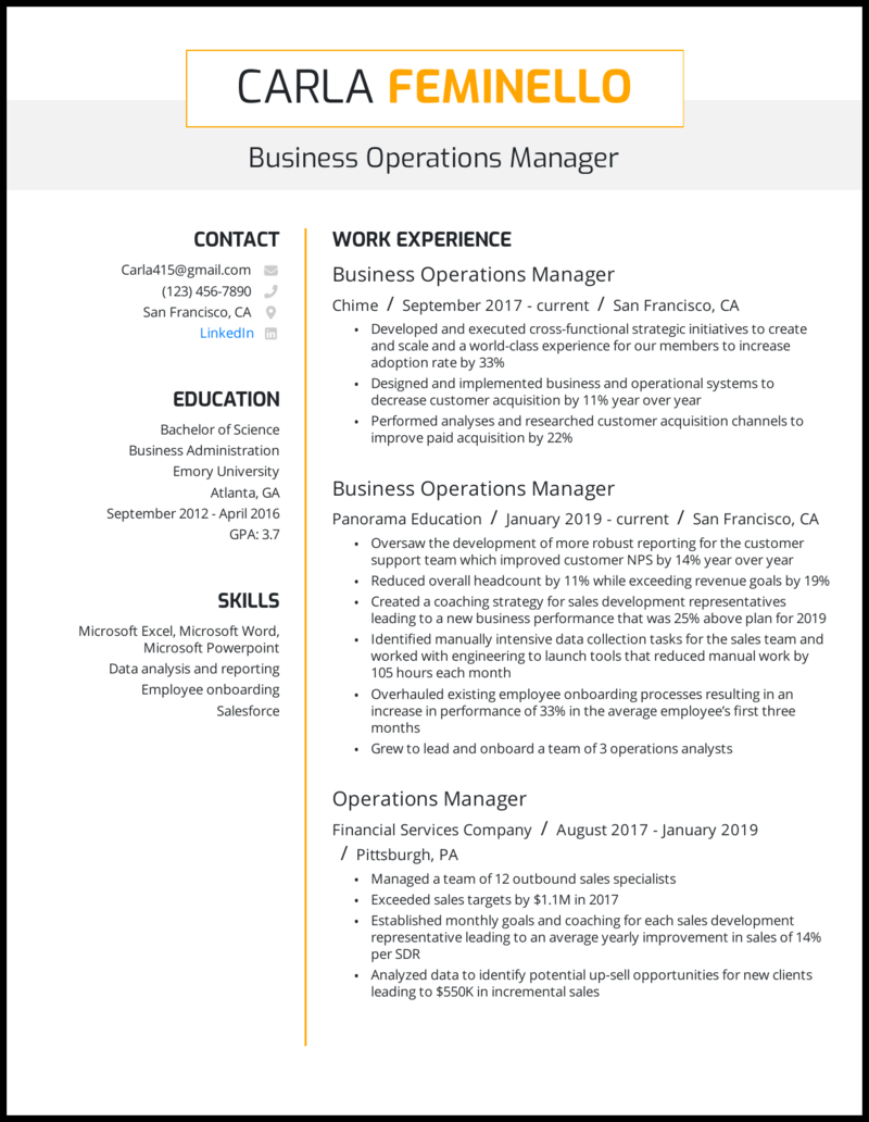 4 Operations Manager Resume Examples That Work In 2021