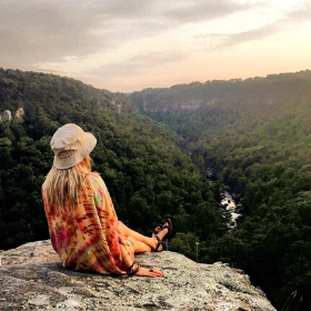 Woman looking out over Little River Canyon