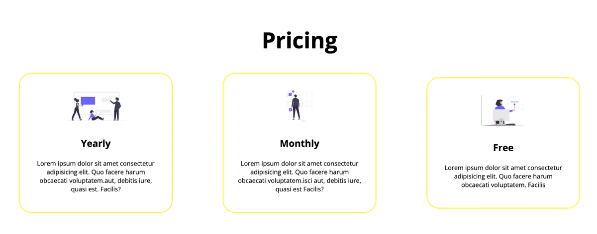 Python landing page pricing section