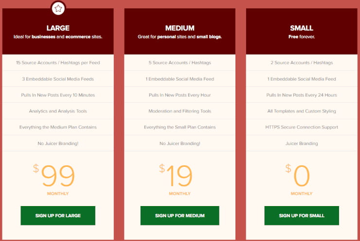 Juicer social media aggregator and embed Instagram feed pricing
