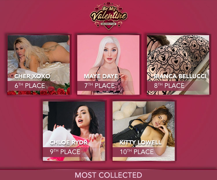 Flirt4Free Valentine's Day live cams contest runner-ups. 6th place through 10th place models.