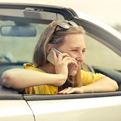 Woman on the phone.