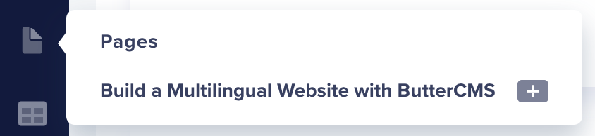 Screenshot: ButterCMS sidebar pages menu