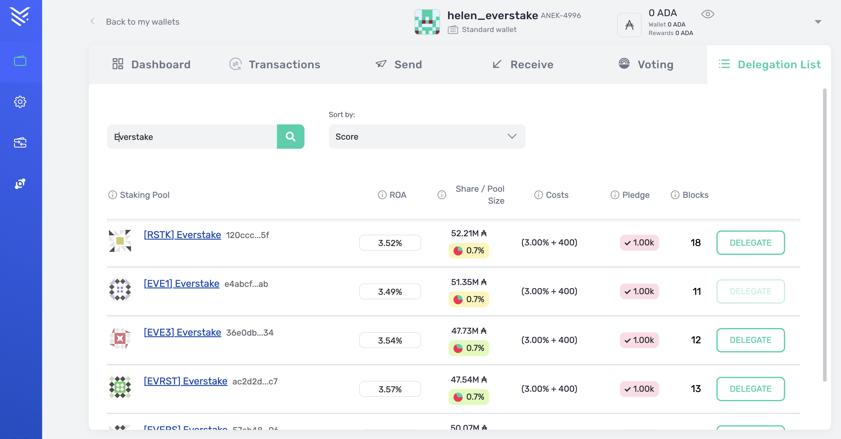 Yoroi Wallet dashboard