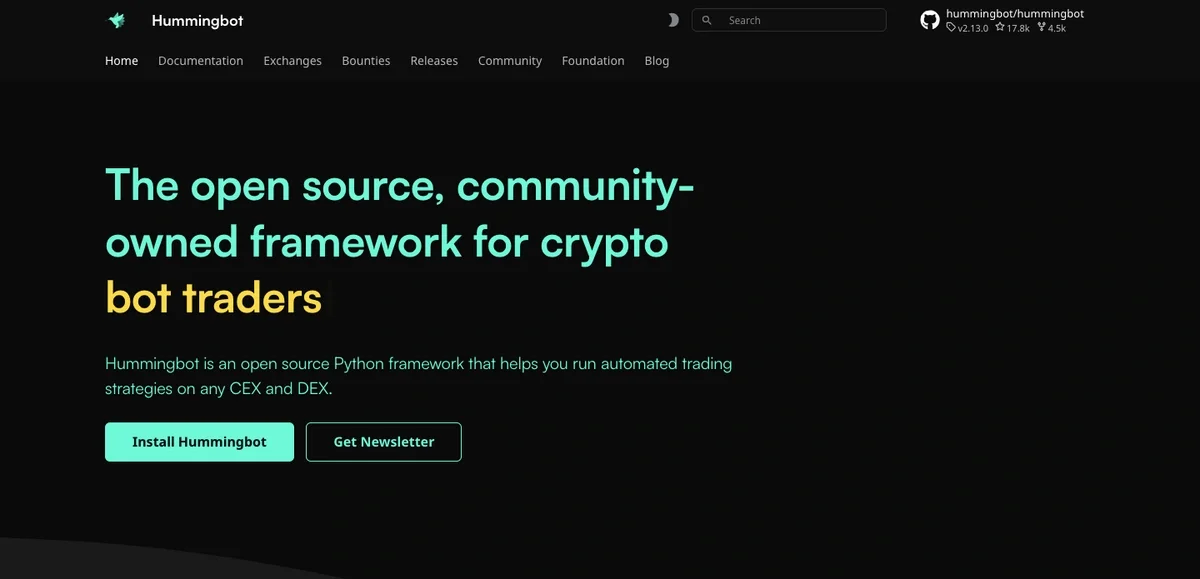 Hummingbot open source crypto trading bot
