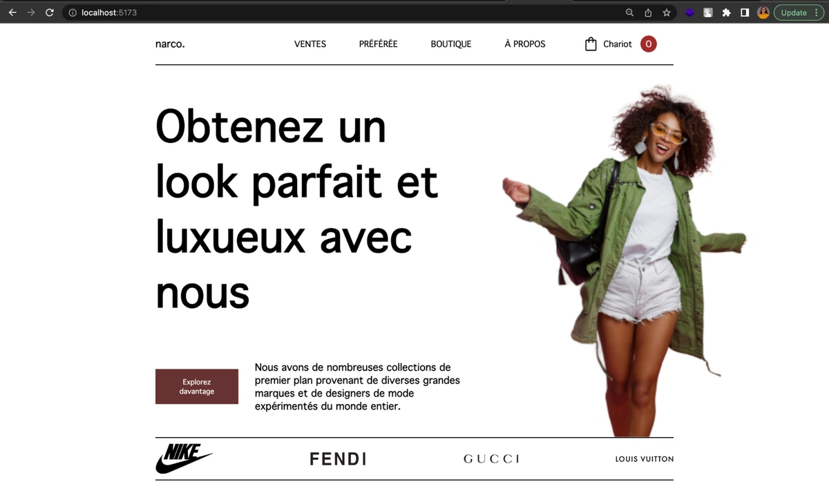 Landing page in French
