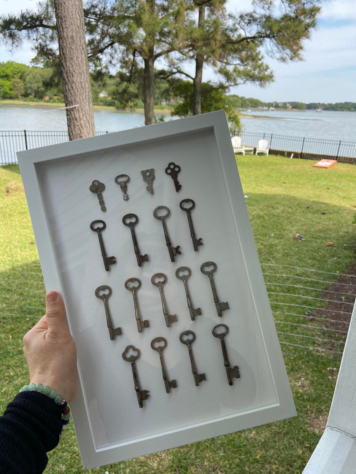 framed antique keys