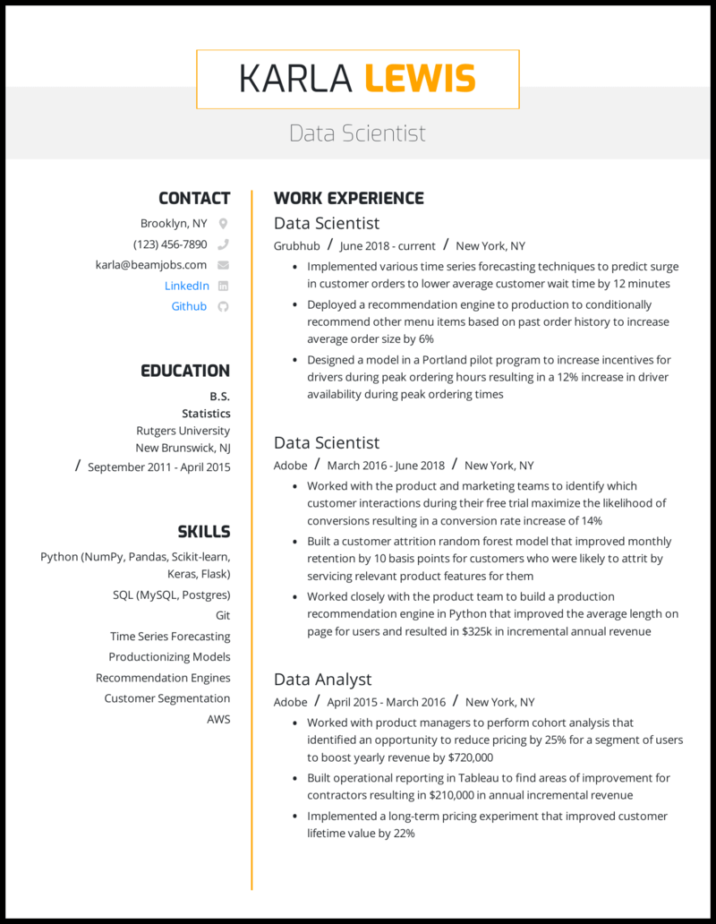 5 Data Scientist Resume Examples For 2021