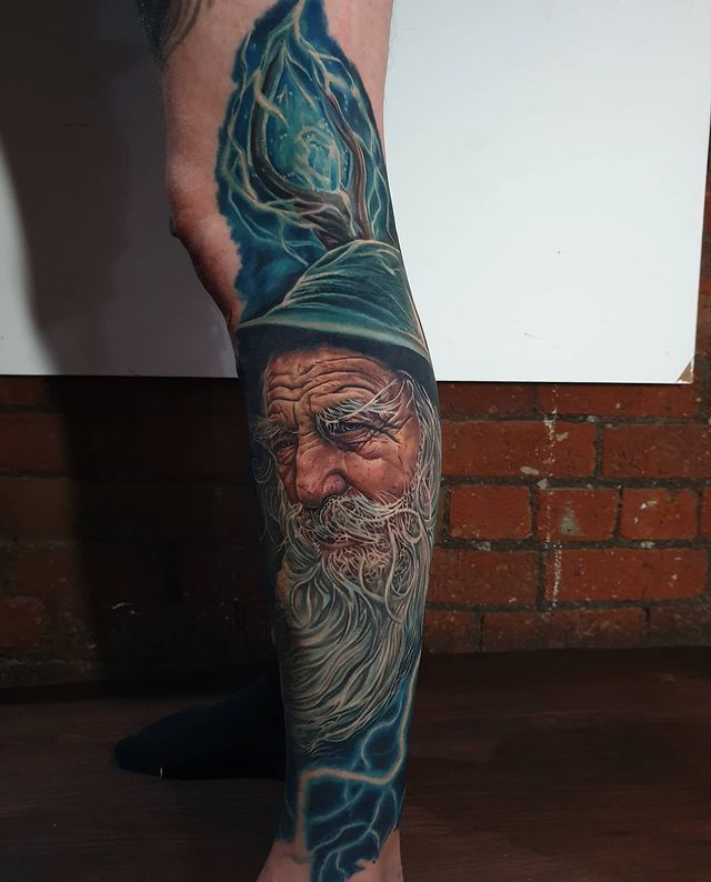 realism style wizard tattoo by amy edwards
