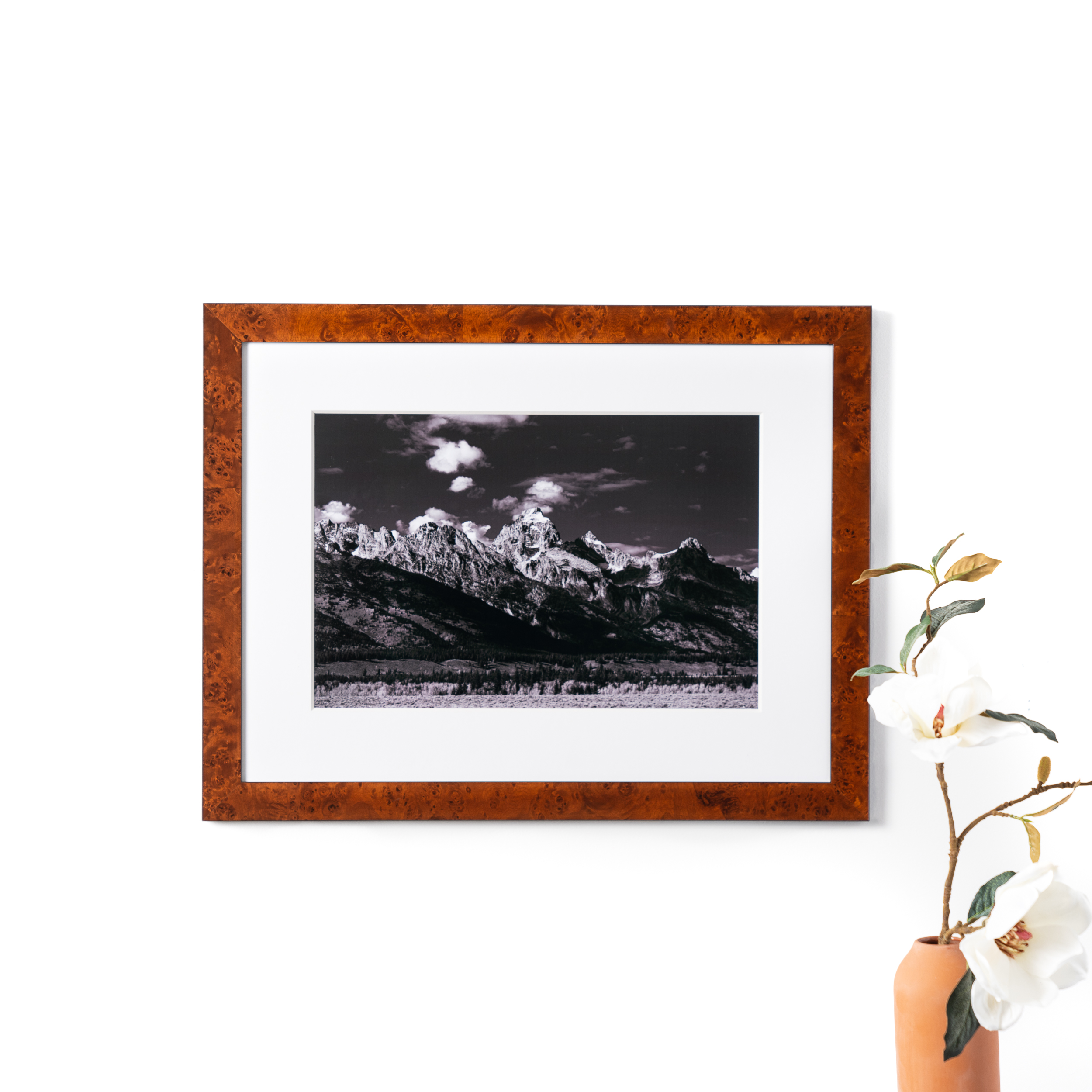 photo of mountains in brown frame