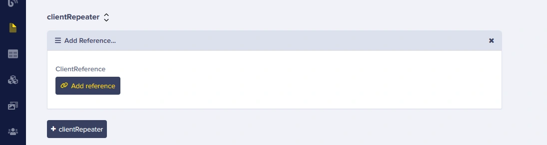 Add clientRepeater item them select Add Reference to add references