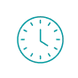 Icon of a clock representing how the wedding budget template saves you time while wedding planning.