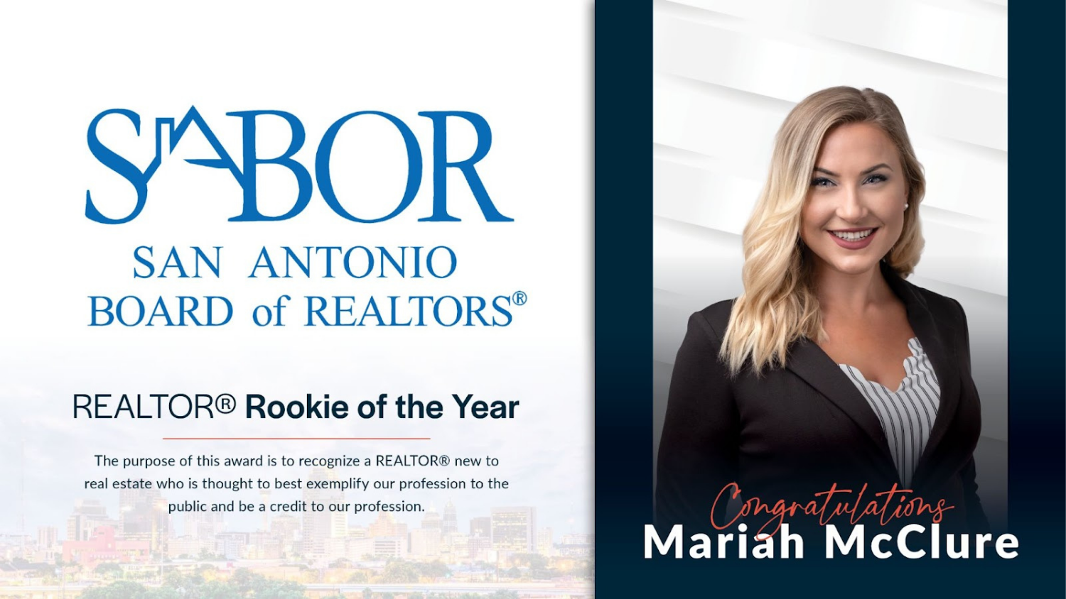 Realty San Antonio Agent Mariah McClure is the 2021 REALTOR® Rookie of the Year Realty Austin