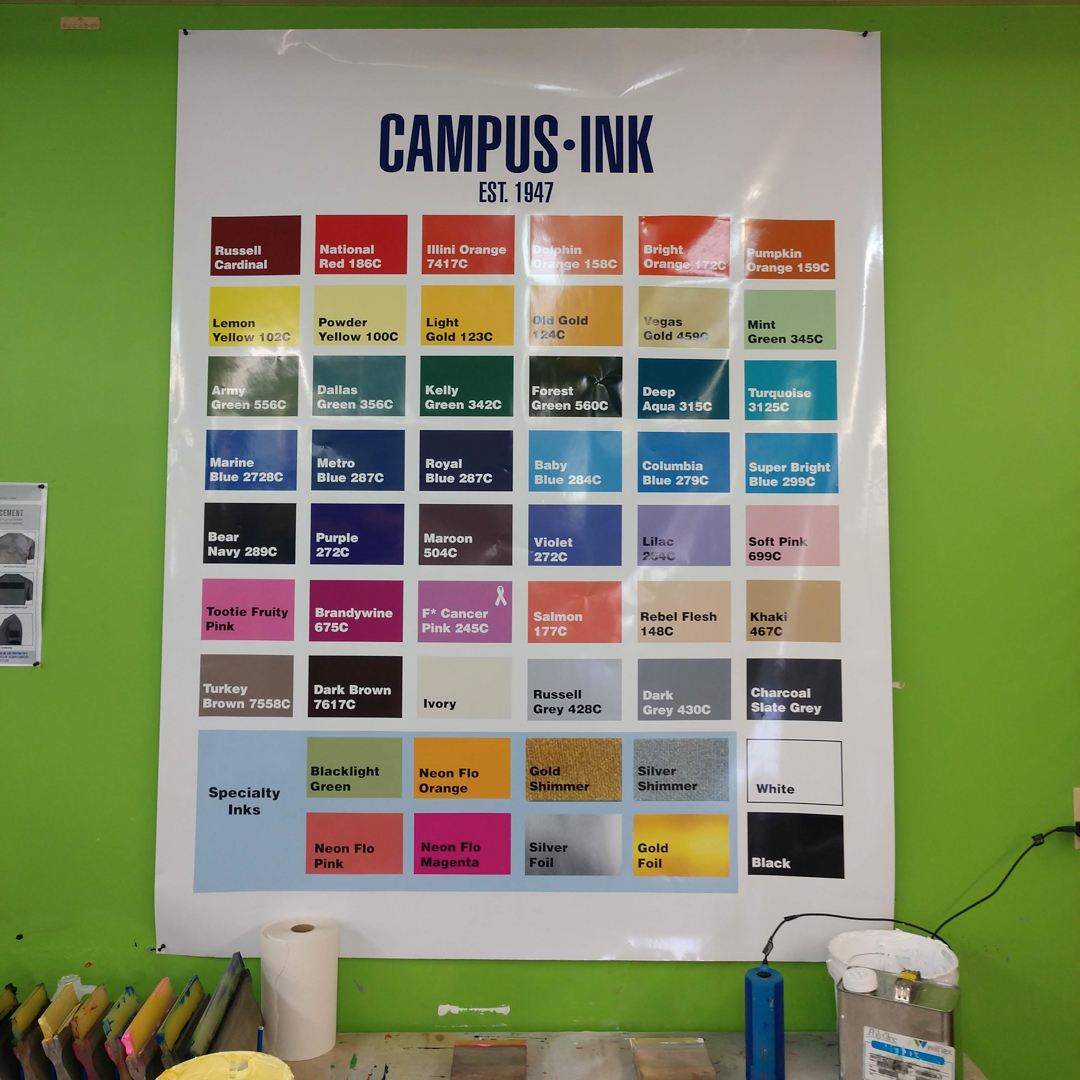 Standard screen printing ink colors.