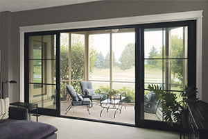 Sliding french door  by Infinity from Marvin opening to patio