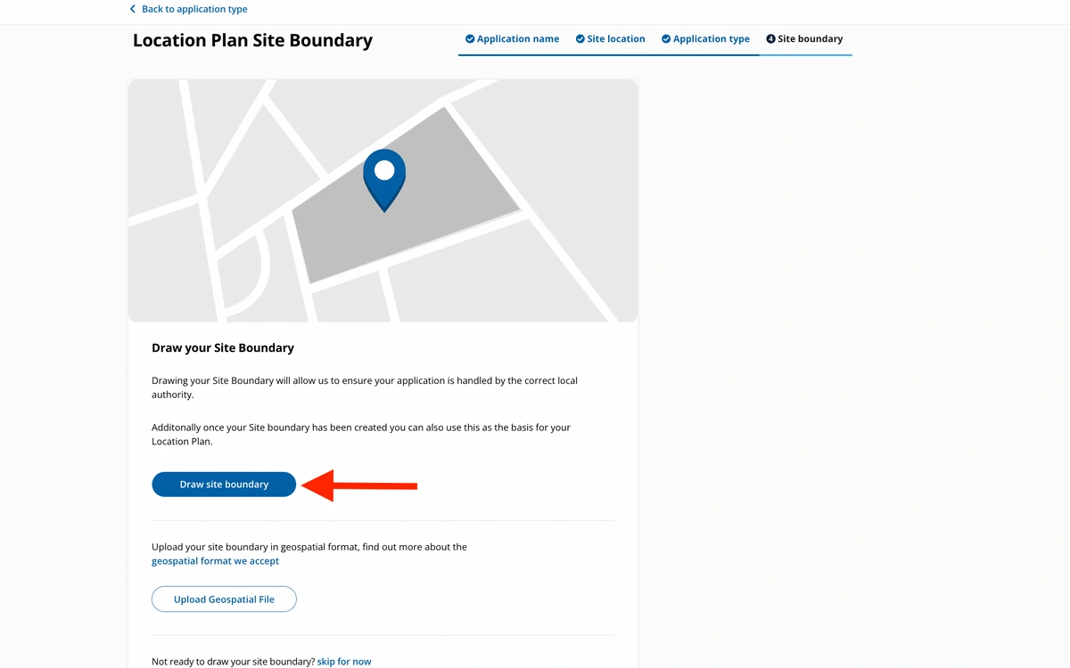 Draw your site boundary on the Planning portal