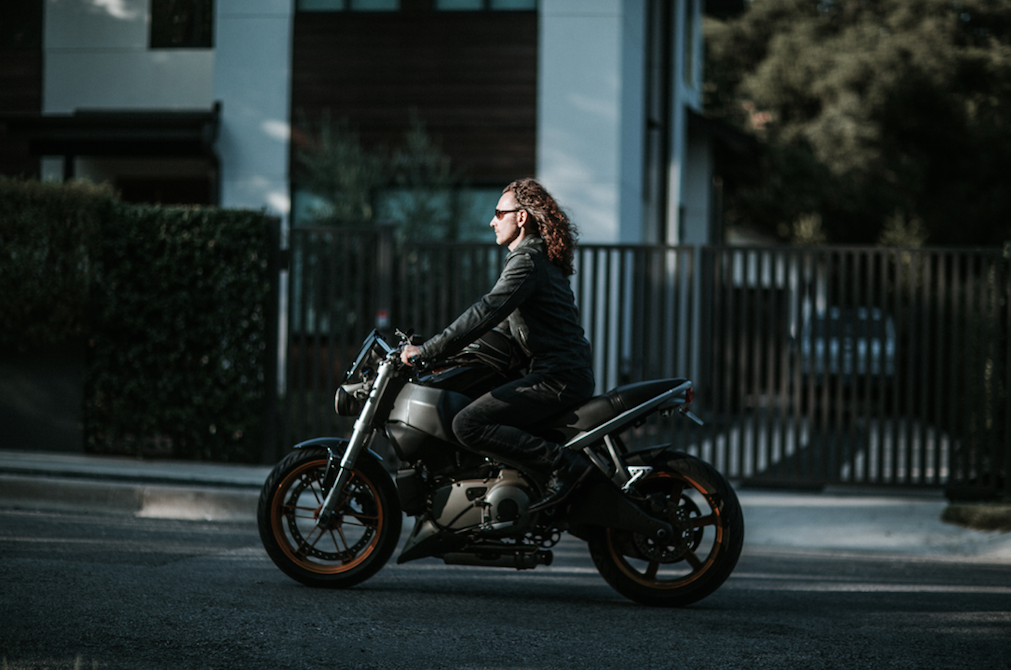 Cool man on motorcycle