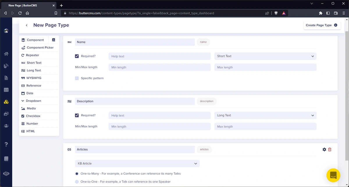 KB article page type configuration