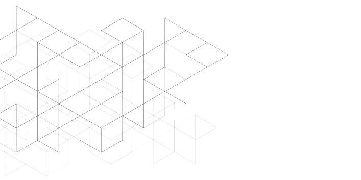 Abstract black and white line art of interconnected cubes in a chaotic arrangement, suggesting complexity, network systems, or 3D modeling.