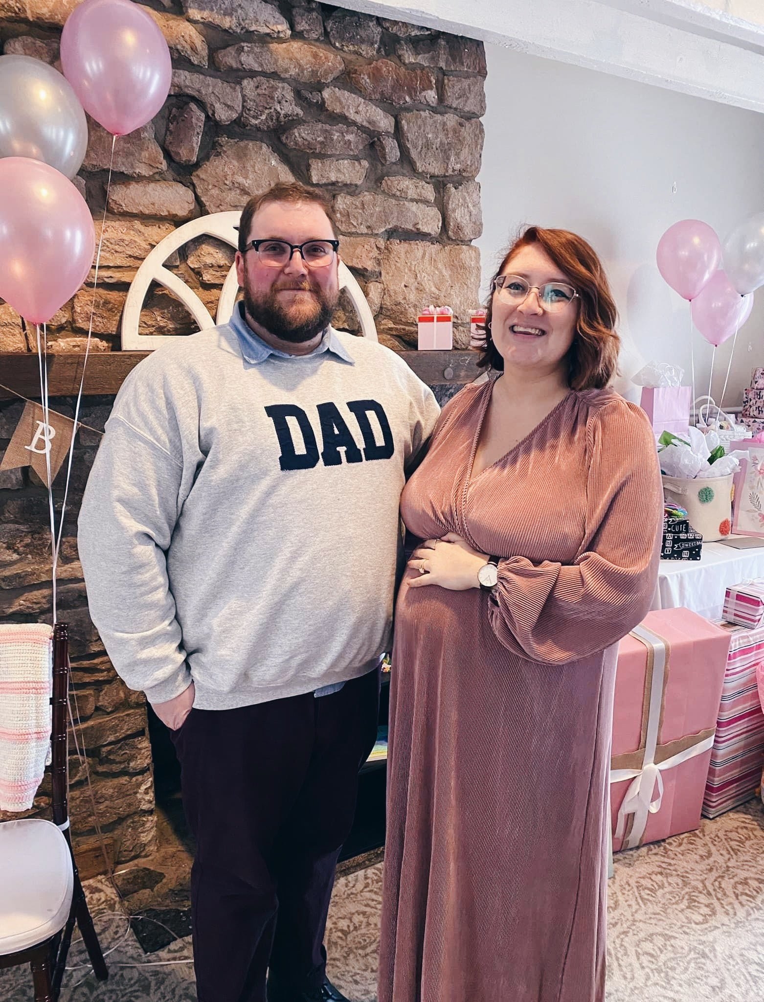 couple at gender reveal party