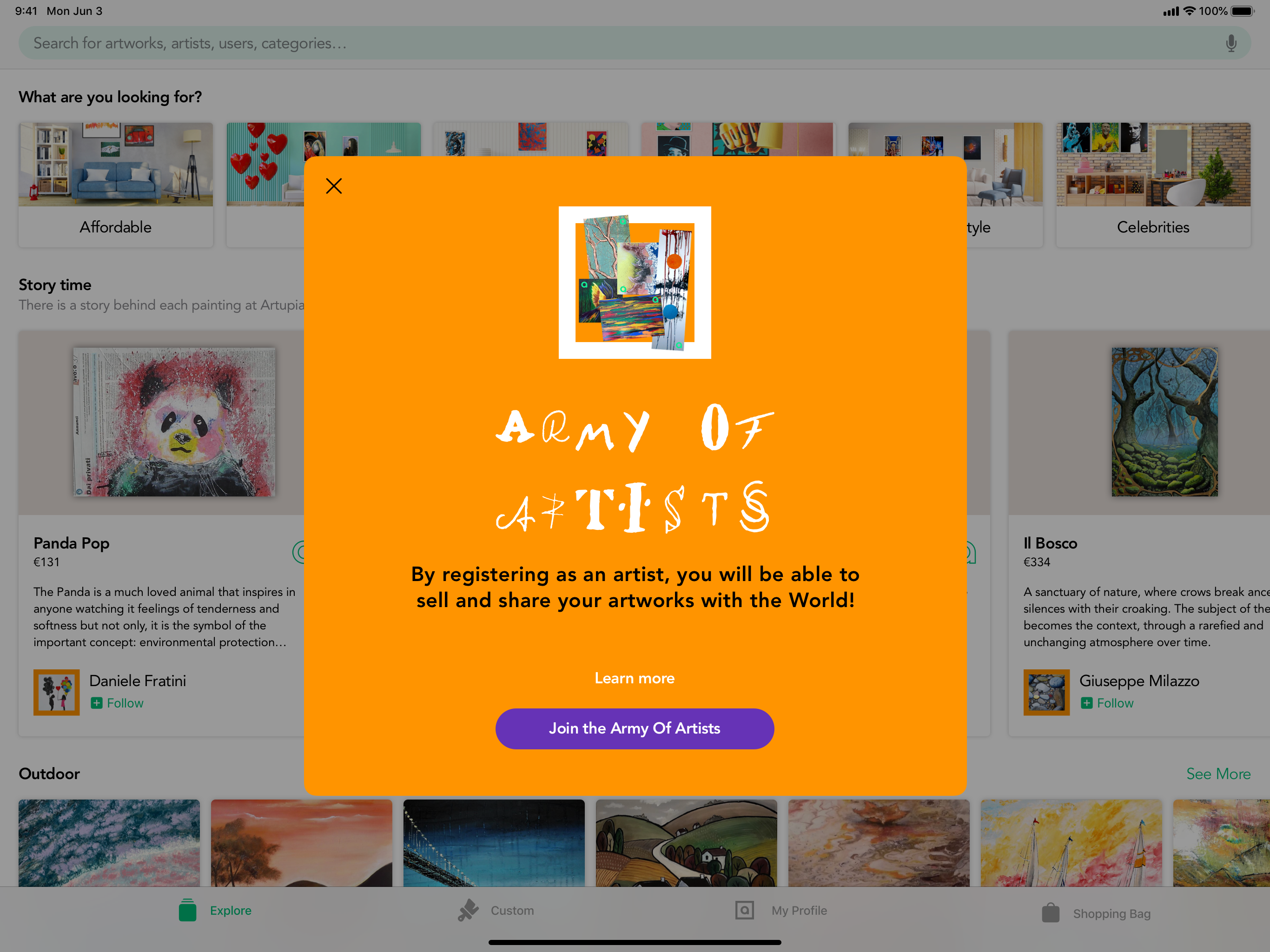 Register as an Artist on Artupia and start selling your work