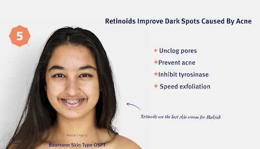 Retinoids improve dark spots caused by acne