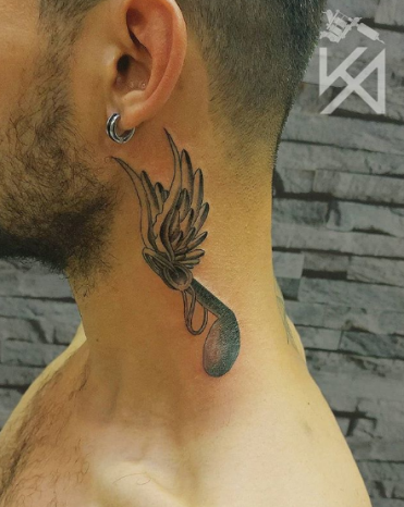 angel wings tattoos on neck