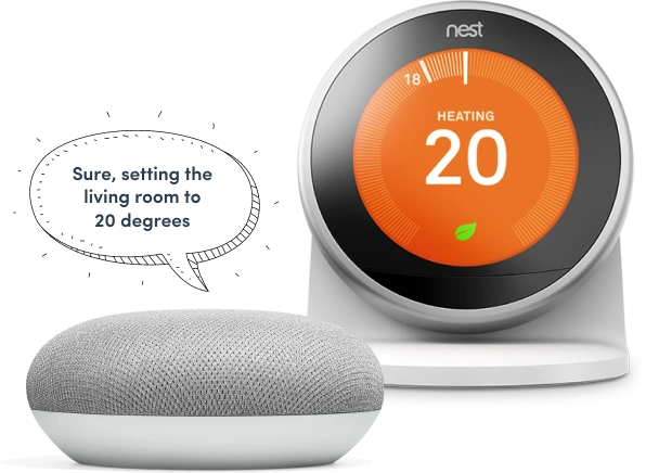 Google home mini hot sale and nest thermostat