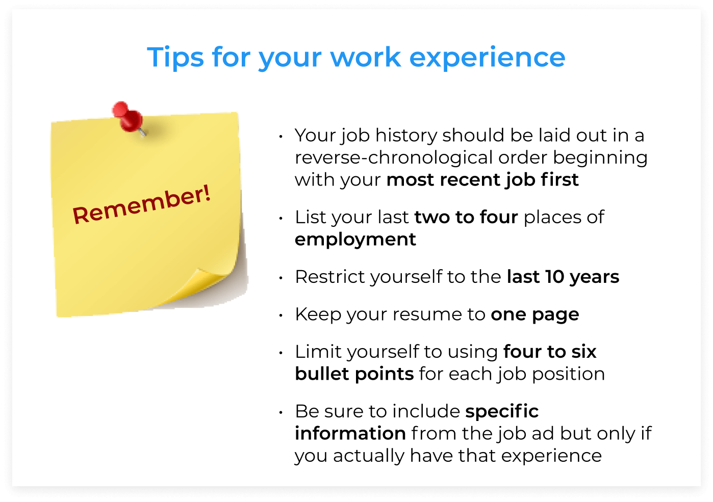 Tips for describing work experience on a resume