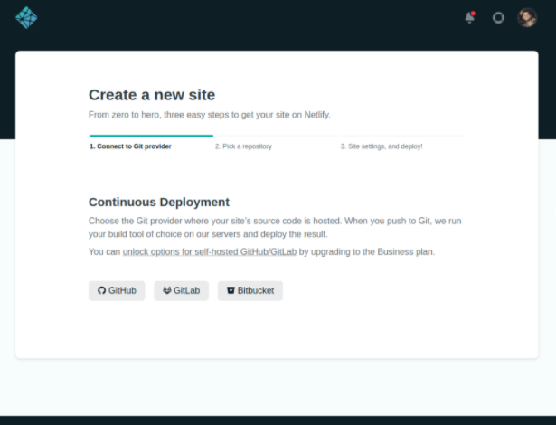 Screenshot of Netlify interface for continuous deployment