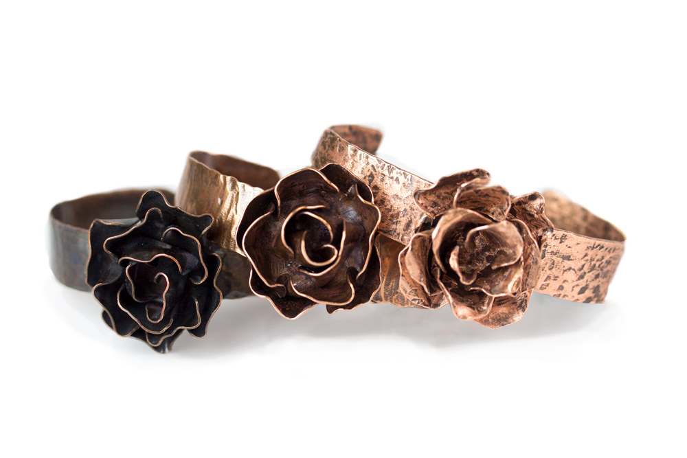 Copper Metal Sheet Rose Cuffs - Halstead