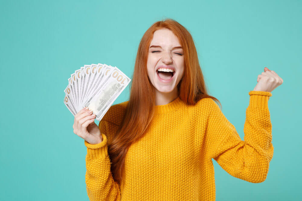 woman happy from payday loans Florida