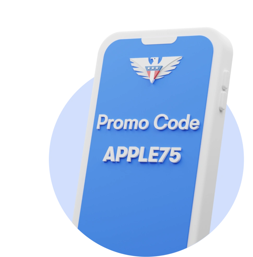 Phone displaying promocode APPLE75