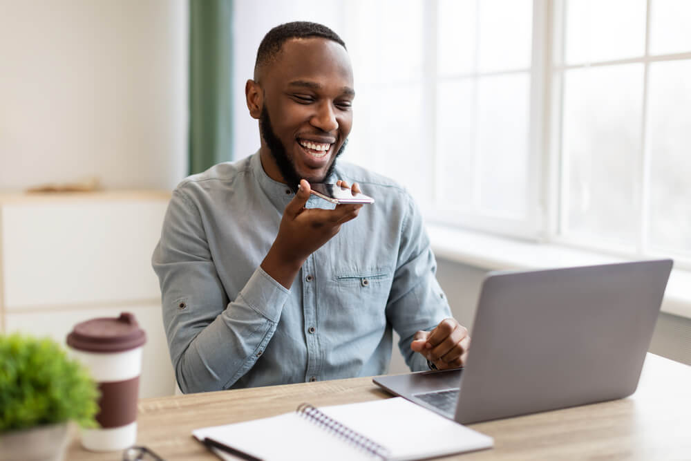 Black man applying for a title loan online