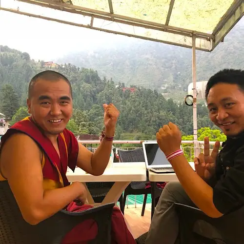 Tibetan Monk and his Friend with Friendship Bracelet