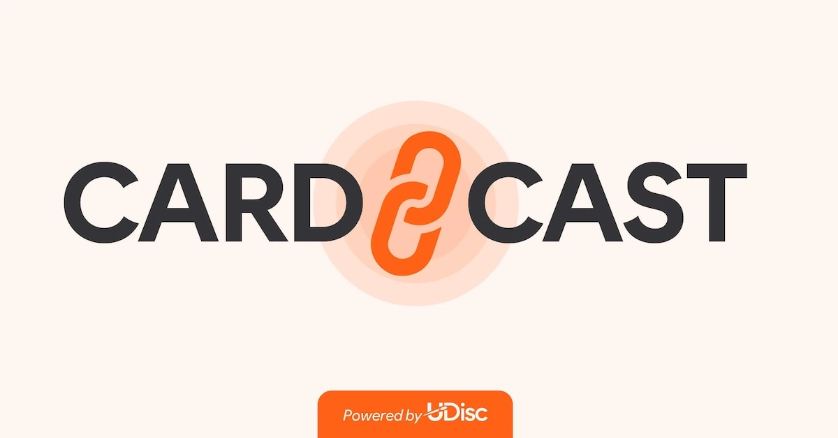 The words "CardCast" on a peach background