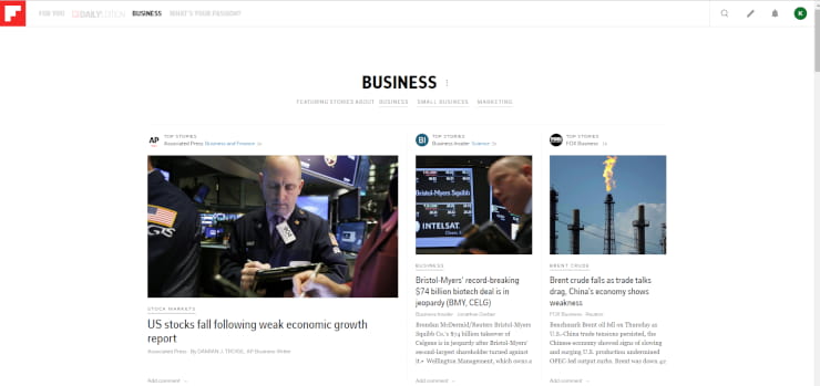 Flipboard tech news aggregator website