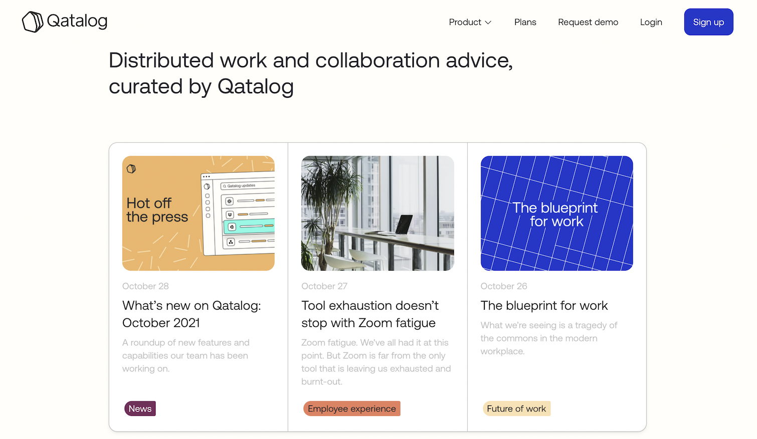 Screenshot: Qatalog blog home 