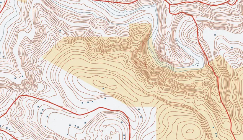 Contour map of a rural area