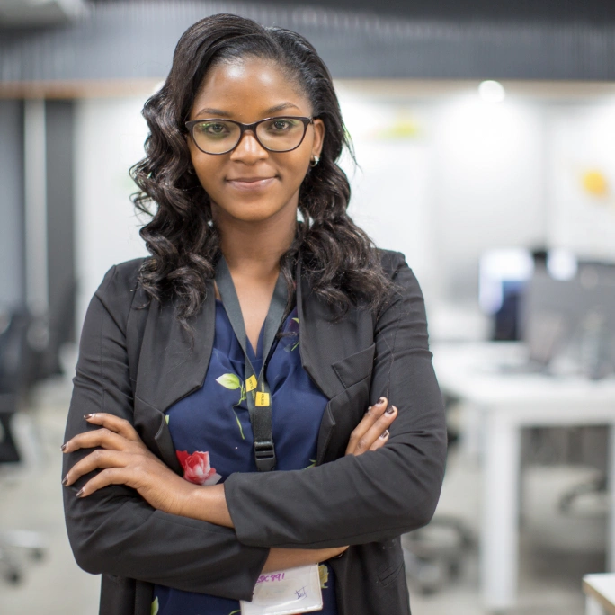 A young woman in an office.