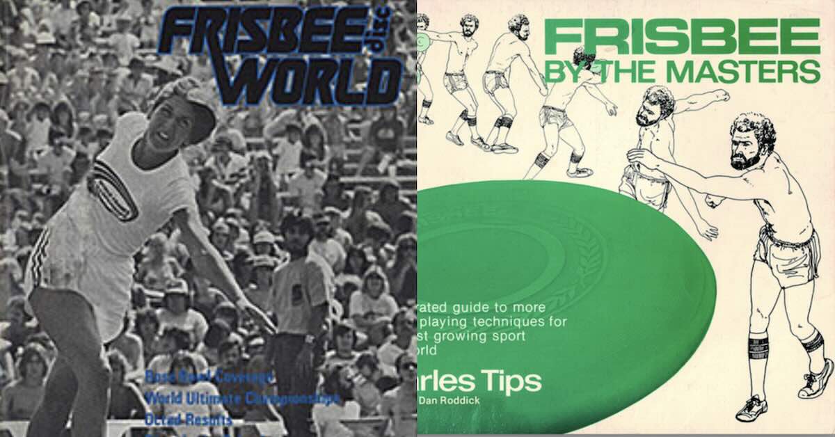 Covers from a magazine and book about Frisbees from the 1970s