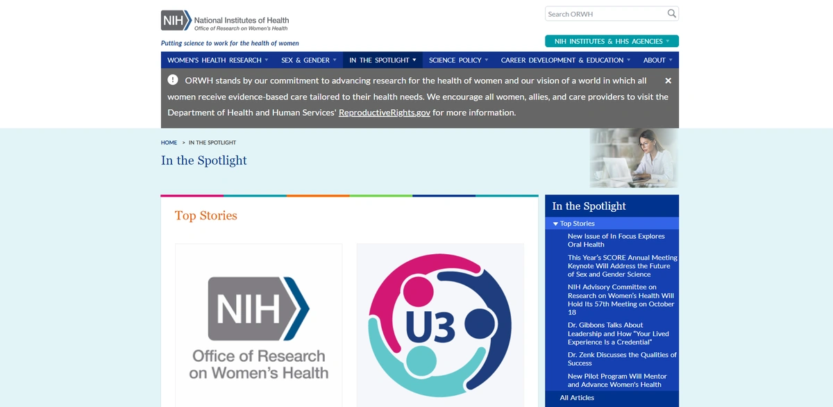 In the Spotlight NIH ORWH Web Page 