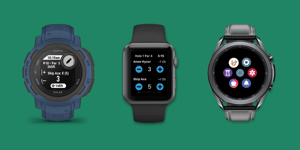 smart watches displayin the UDisc app