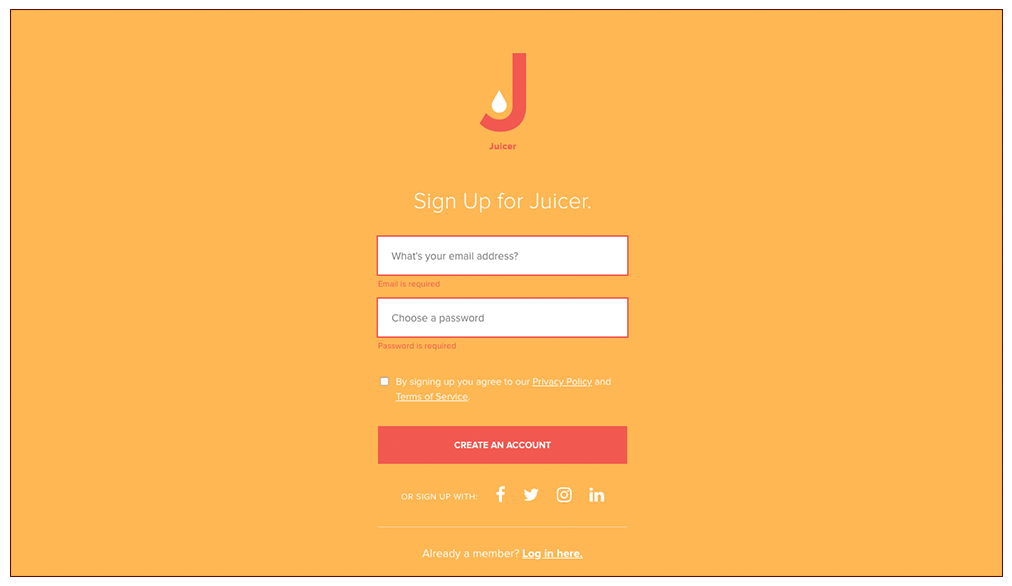 Juicer Twitter feed signup