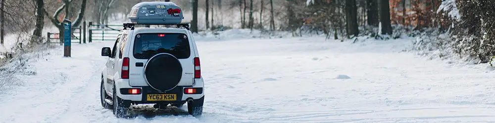 SUV in the snow.